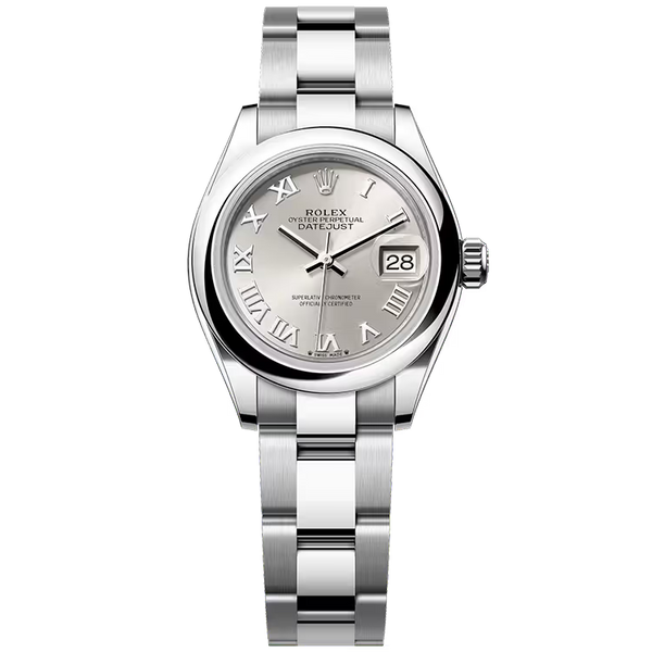 Rolex Datejust 28 Silver Roman Dial Stainless Steel Smooth Bezel Oyster Bracelet 28mm