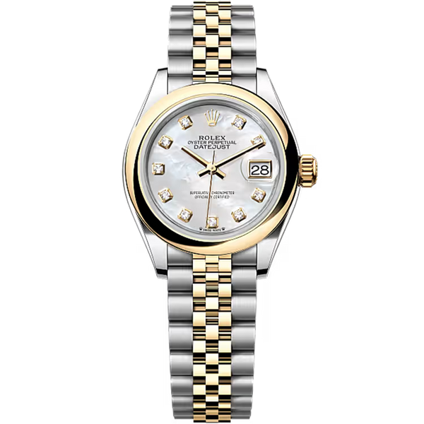 Rolex Datejust 28 Mother of Pearl Diamond Dial Steel & Yellow Gold Smooth Bezel Jubilee Bracelet 28mm