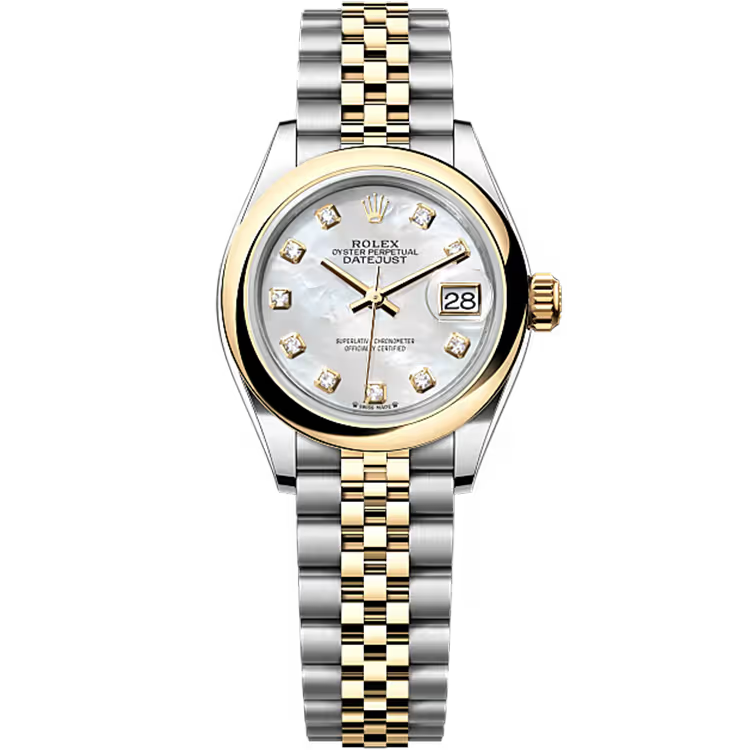 Rolex Datejust 28 Mother of Pearl Diamond Dial Steel & Yellow Gold Smooth Bezel Jubilee Bracelet 28mm - Image 1