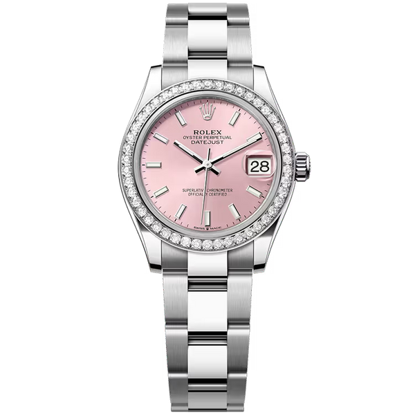 Rolex Datejust 31 Pink Dial Stainless Steel Diamond Bezel Oyster Bracelet 31mm