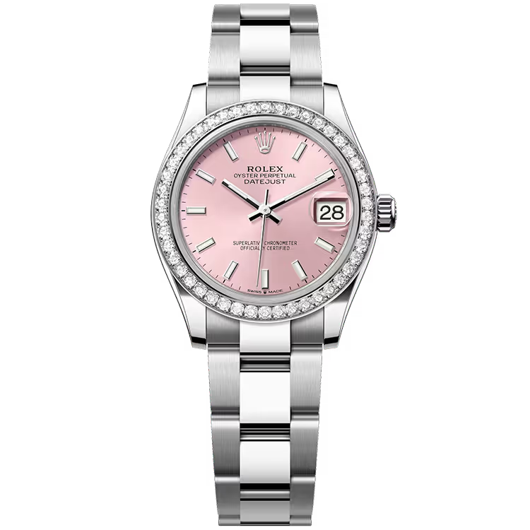 Rolex Datejust 31 Pink Dial Stainless Steel Diamond Bezel Oyster Bracelet 31mm - Image 1