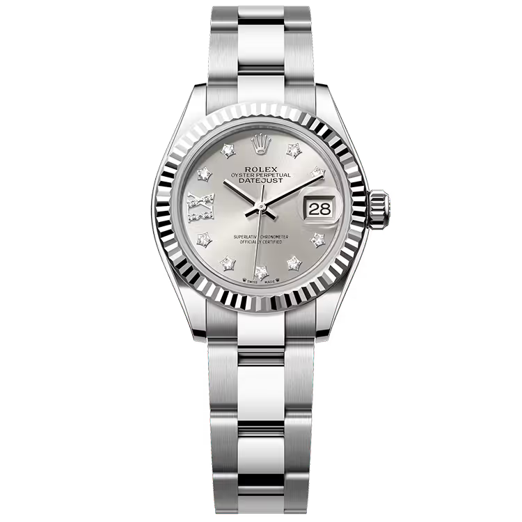 Rolex Datejust 28 Silver Single Roman Diamond Dial Stainless Steel Fluted Bezel Oyster Bracelet 28mm - Image 1