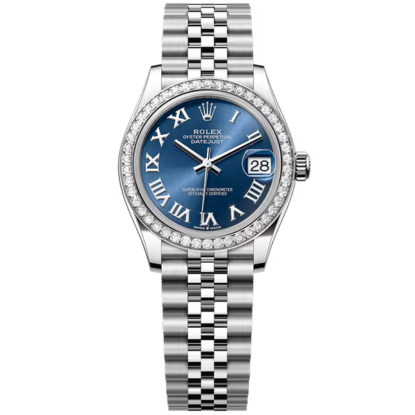 Rolex Datejust 31 Blue Roman Dial Stainless Steel Diamond Bezel Jubilee Bracelet 31mm