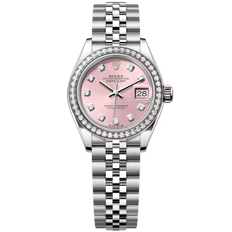 Rolex Datejust 28 Pink Diamond Dial Stainless Steel Diamond Bezel Jubilee Bracelet 28mm - Image 1
