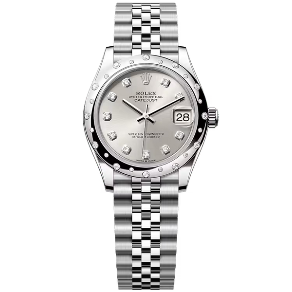 Rolex Datejust 31 Silver Diamond Dial Stainless Steel Star Diamond Bezel Jubilee Bracelet 31mm