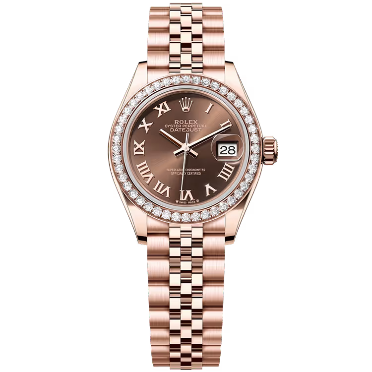Rolex Datejust 28 Chocolate Roman Dial Rose Gold Diamond Bezel Jubilee Bracelet 28mm - Image 1