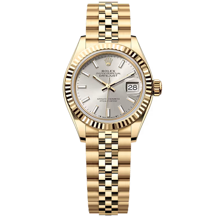 Rolex Datejust 28 Silver Dial Yellow Gold Fluted Bezel Jubilee Bracelet 28mm - Image 1