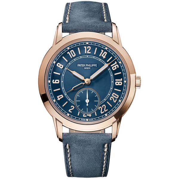 Patek Philippe Complications Blue Dial Rose Gold Leather Strap 42mm