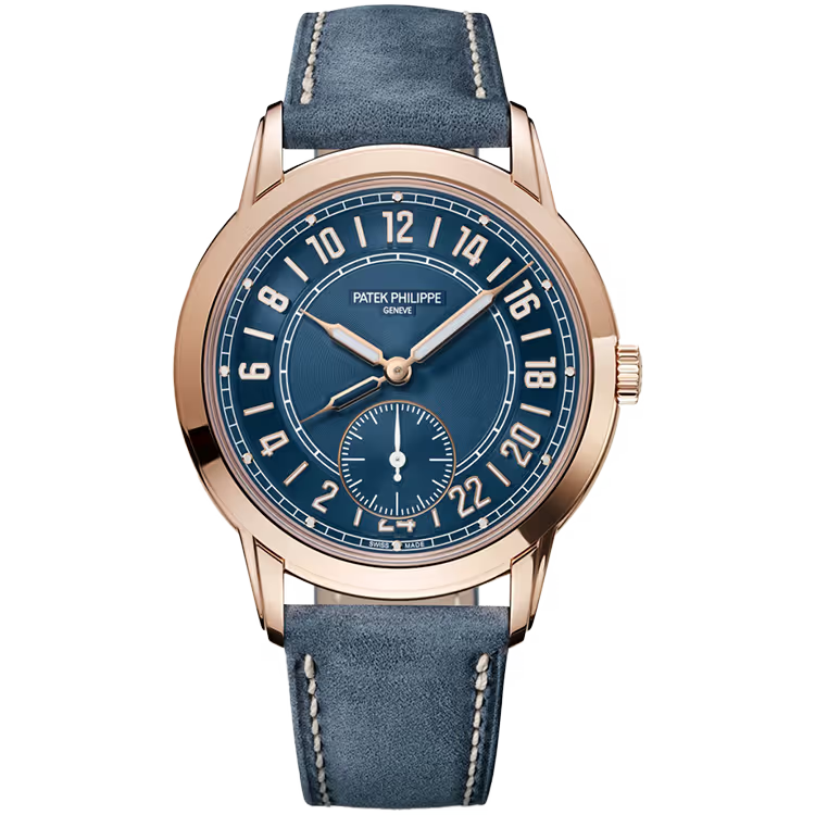 Patek Philippe Complications Blue Dial Rose Gold Leather Strap 42mm - Image 1