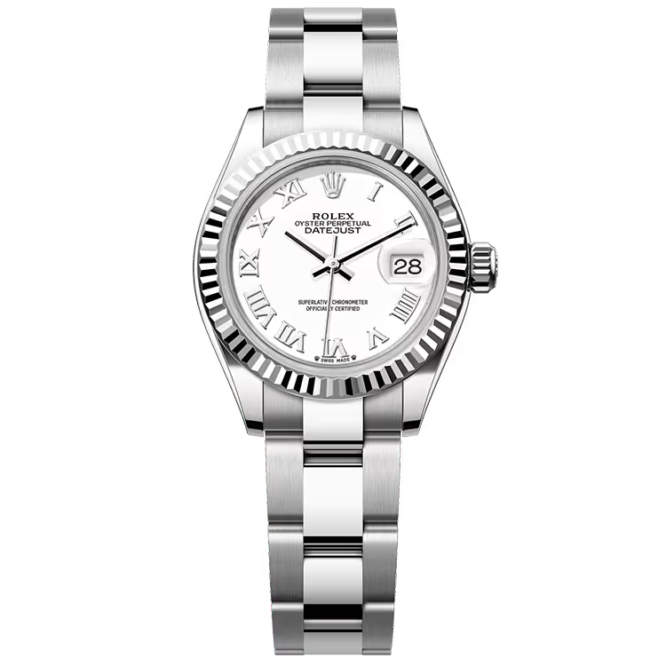 Rolex Datejust 28 White Roman Dial Stainless Steel Fluted Bezel Oyster Bracelet 28mm - Image 1
