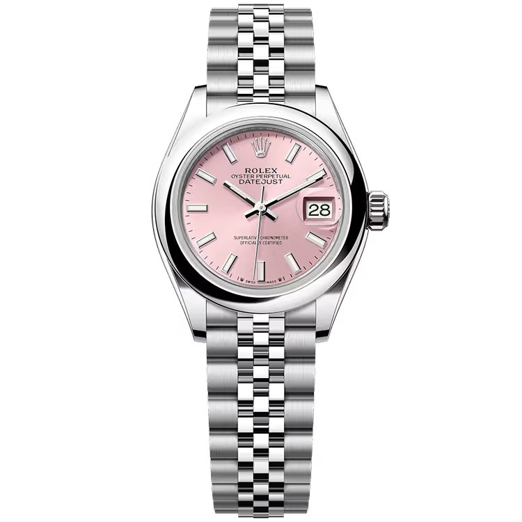 Rolex Datejust 28 Pink Dial Stainless Steel Smooth Bezel Jubilee Bracelet 28mm - Image 1