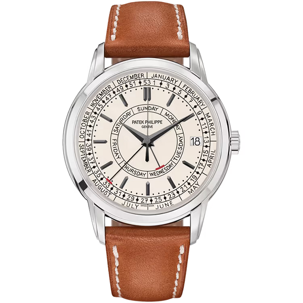 Patek Philippe Complications White Dial Weekly Calendar Stainless Steel Leather Strap 40mm