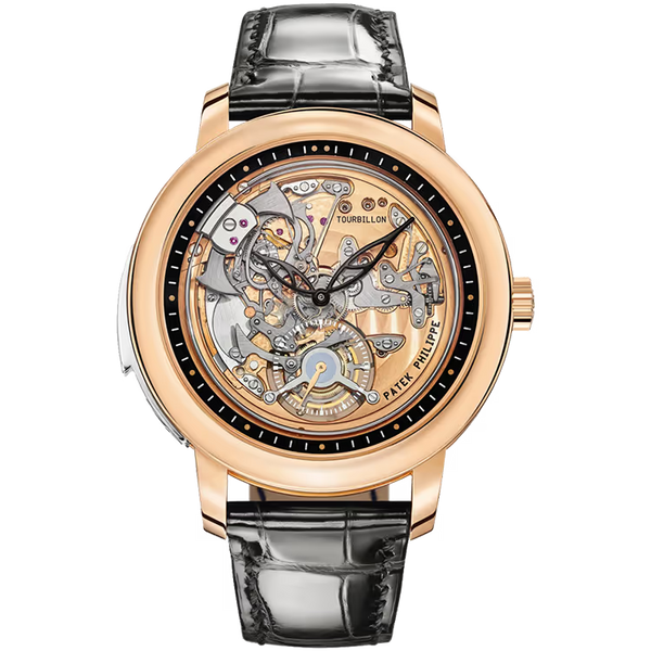 Patek Philippe Grand Complications Skeleton Dial Minute Repeater Tourbillon Rose Gold Leather Strap 42mm