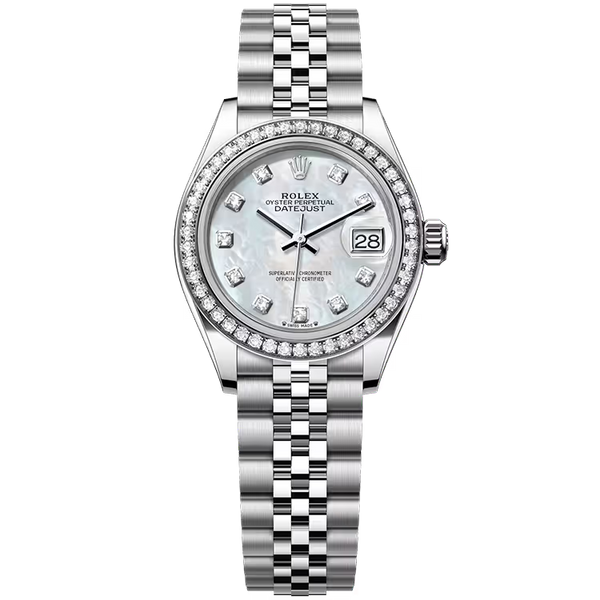 Rolex Datejust 28 Mother of Pearl Diamond Dial Stainless Steel Diamond Bezel Jubilee Bracelet 28mm