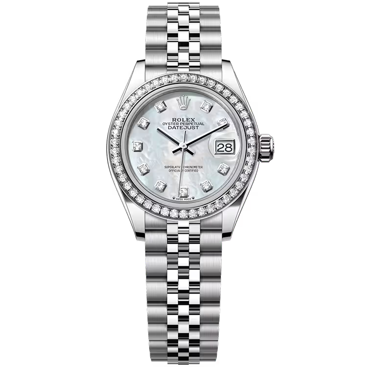 Rolex Datejust 28 Mother of Pearl Diamond Dial Stainless Steel Diamond Bezel Jubilee Bracelet 28mm - Image 1
