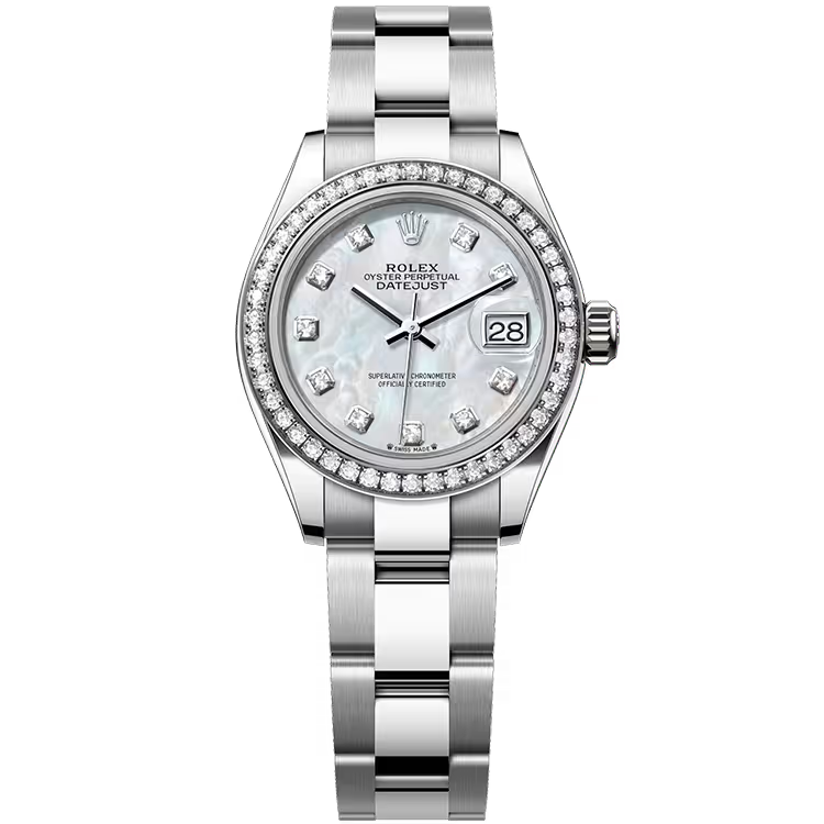 Rolex Datejust 28 Mother of Pearl Diamond Dial Stainless Steel Diamond Bezel Oyster Bracelet 28mm - Image 1