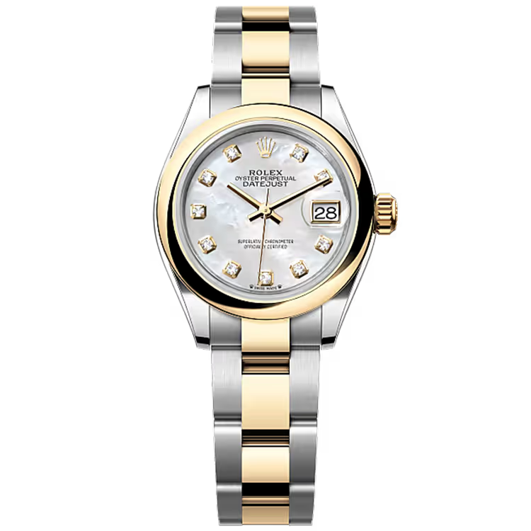 Rolex Datejust 28 Mother of Pearl Diamond Dial Steel & Yellow Gold Smooth Bezel Oyster Bracelet 28mm - Image 1