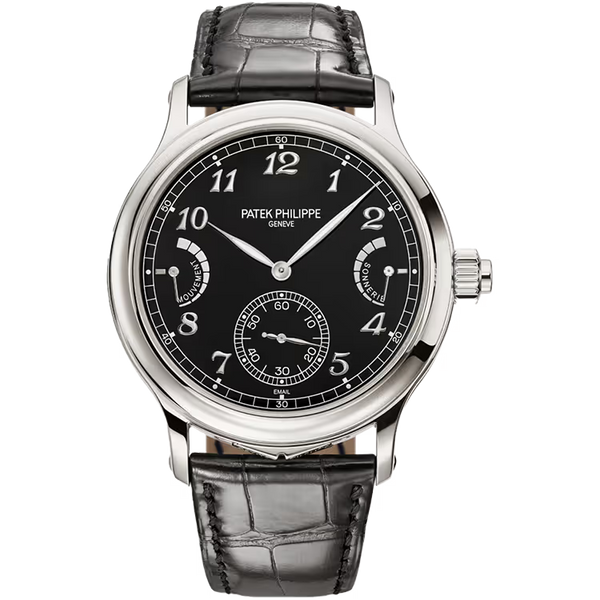 Patek Philippe Grand Complications Black Dial Grand and Petite Sonnerie Minute Repeater Platinum Leather Strap 45mm