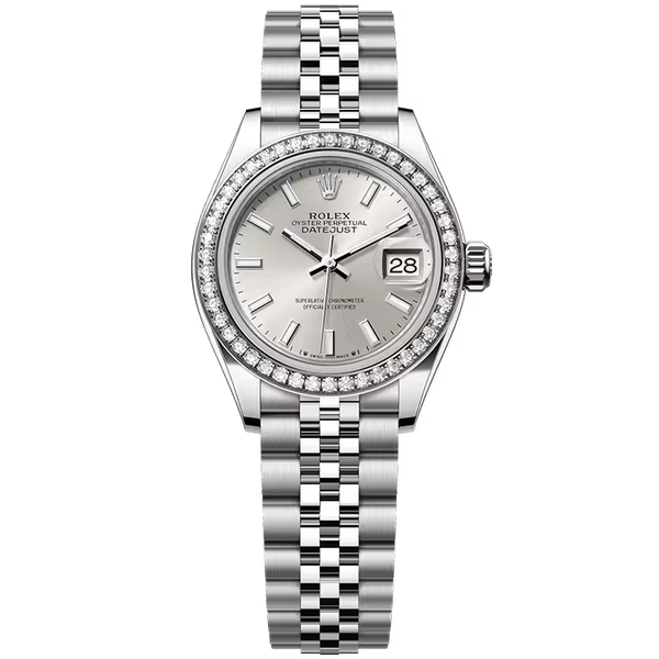 Rolex Datejust 28 Silver Dial Stainless Steel Diamond Bezel Jubilee Bracelet 28mm