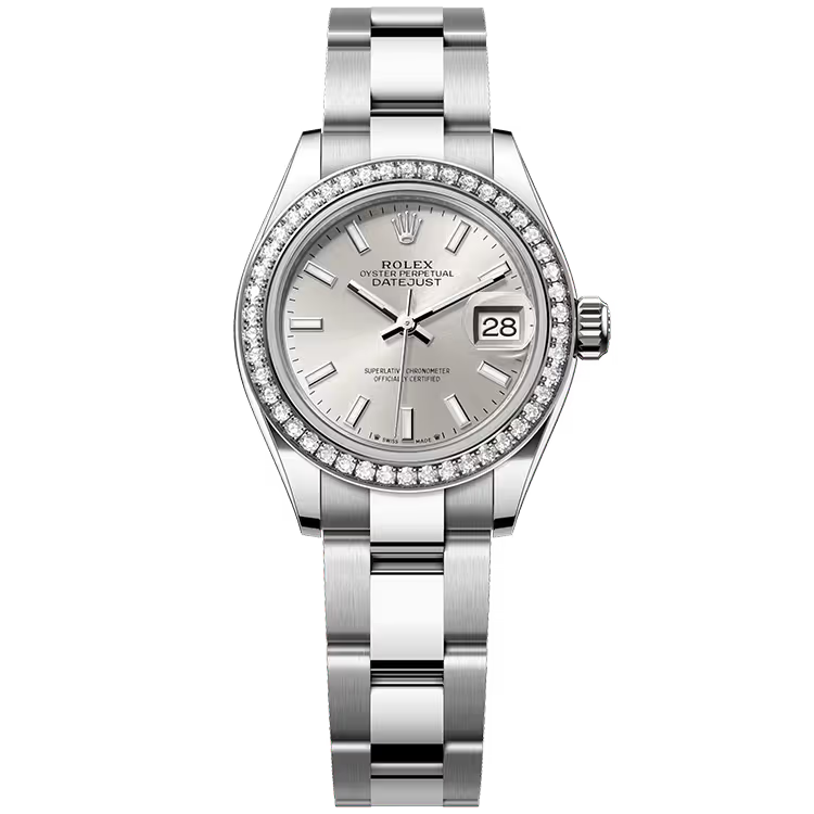 Rolex Datejust 28 Silver Dial Stainless Steel Diamond Bezel Oyster Bracelet 28mm - Image 1