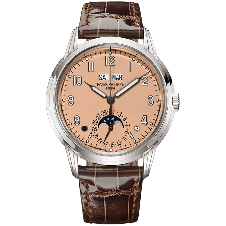 Patek Philippe Grand Complications Salmon Dial Perpetual Calendar White Gold Leather Strap 40mm - Image 1