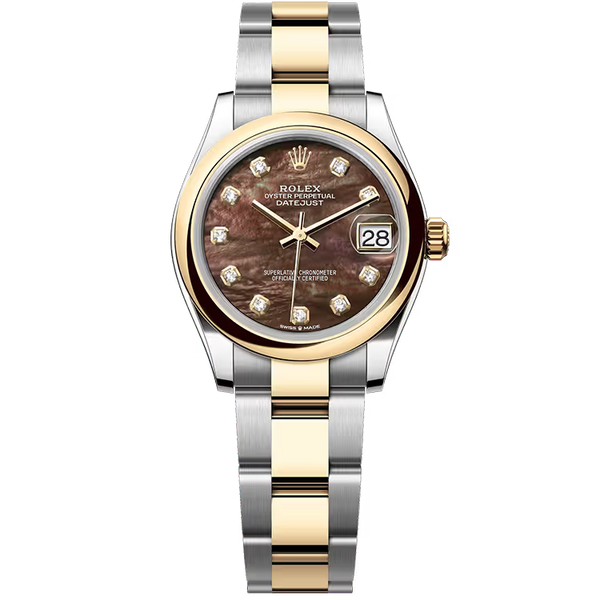 Rolex Datejust 31 Black Mother of Pearl Diamond Dial Steel & Yellow Gold Smooth Bezel Oyster Bracelet 31mm