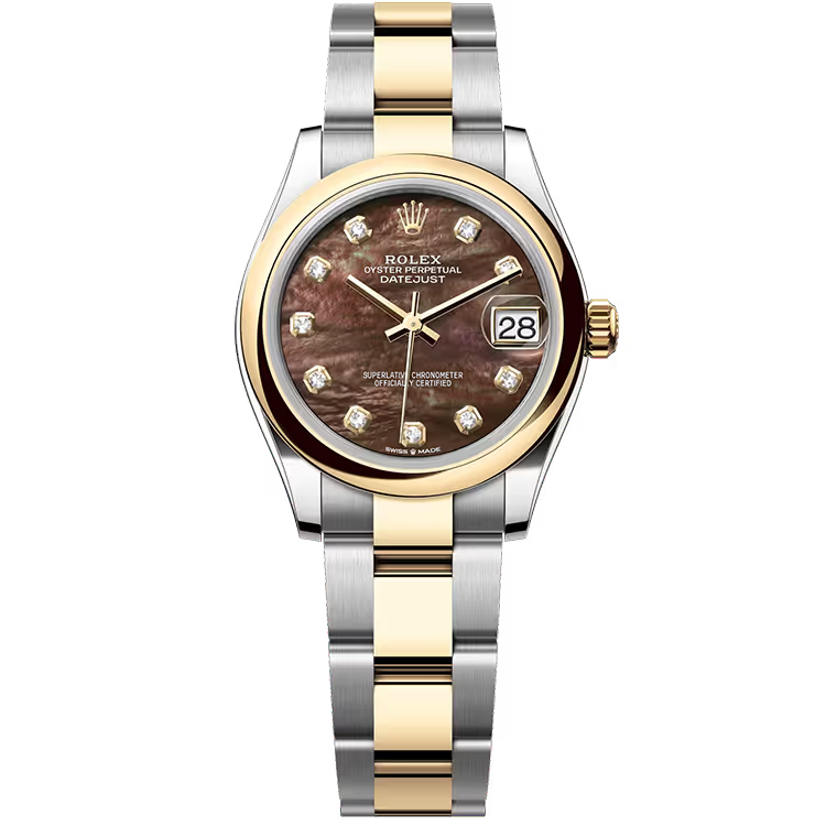 Rolex Datejust 31 Black Mother of Pearl Diamond Dial Steel & Yellow Gold Smooth Bezel Oyster Bracelet 31mm - Image 1