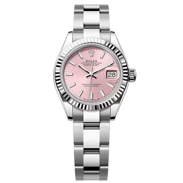 Rolex Datejust 28 Pink Dial Stainless Steel Fluted Bezel Oyster Bracelet 28mm
