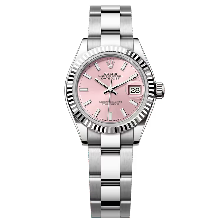 Rolex Datejust 28 Pink Dial Stainless Steel Fluted Bezel Oyster Bracelet 28mm - Image 1