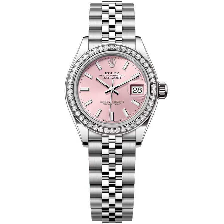 Rolex Datejust 28 Pink Dial Stainless Steel Diamond Bezel Jubilee Bracelet 28mm - Image 1