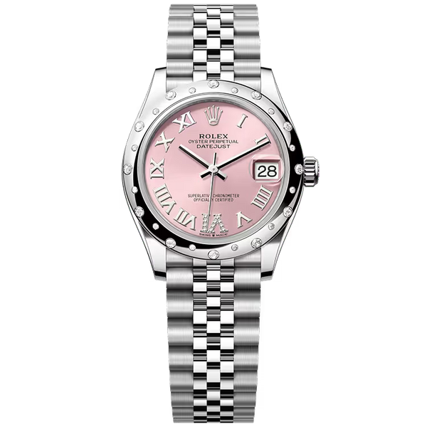 Rolex Datejust 31 Pink Roman Diamond Dial Stainless Steel Star Diamond Bezel Jubilee Bracelet 31mm