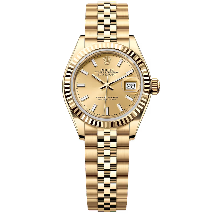 Rolex Datejust 28 Champagne Dial Yellow Gold Fluted Bezel Jubilee Bracelet 28mm - Image 1