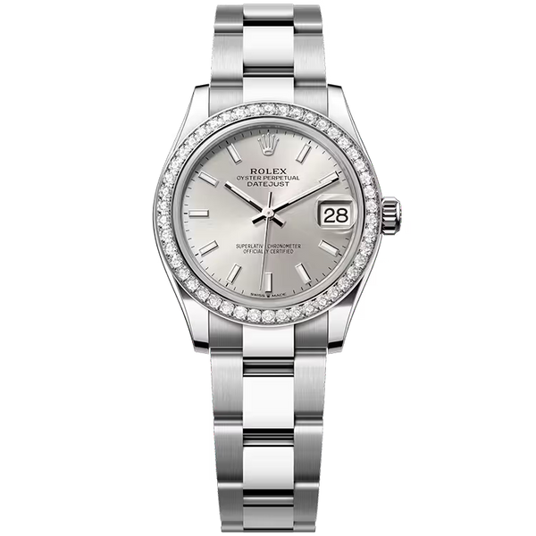 Rolex Datejust 31 Silver Dial Stainless Steel Diamond Bezel Oyster Bracelet 31mm