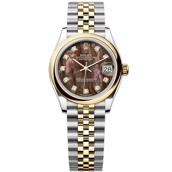 Rolex Datejust 31 Black Mother of Pearl Steel & Yellow Gold Smooth Bezel Jubilee Bracelet 31mm