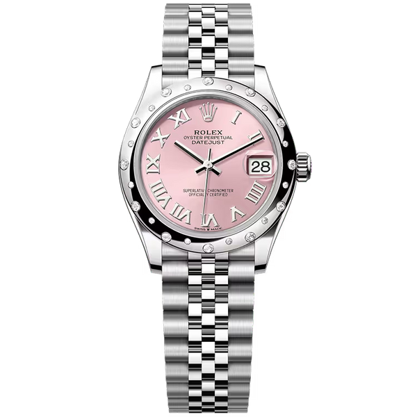 Rolex Datejust 31 Pink Roman Dial Stainless Steel Star Diamond Bezel Jubilee Bracelet 31mm