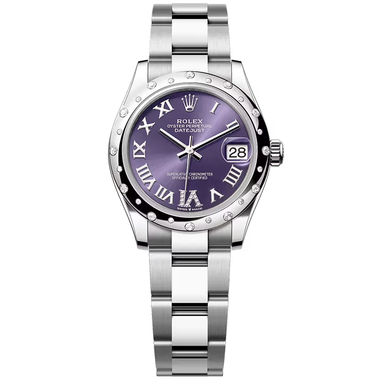 Rolex Datejust 31 Purple Roman Diamond Dial Stainless Steel Star Diamond Bezel Oyster Bracelet 31mm - Image 1