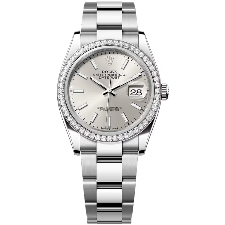 Rolex Datejust 36 Silver Dial Stainless Steel Diamond Bezel Oyster Bracelet 36mm - Image 1