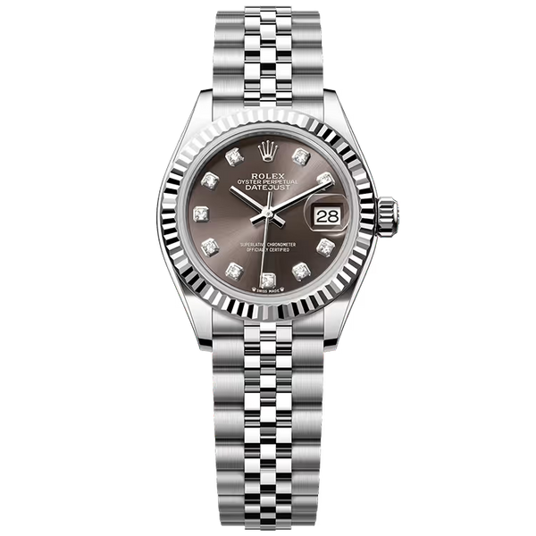 Rolex Datejust 28 Rhodium Diamond Dial Stainless Steel Fluted Bezel Jubilee Bracelet 28mm
