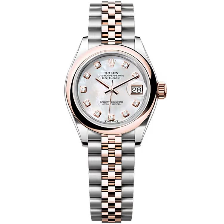 Rolex Datejust 28 Mother of Pearl Diamond Dial Steel & Rose Gold Smooth Bezel Jubilee Bracelet 28mm - Image 1