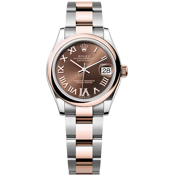 Rolex Datejust 31 Chocolate Roman Diamond Dial Steel & Rose Gold Smooth Bezel Oyster Bracelet 31mm