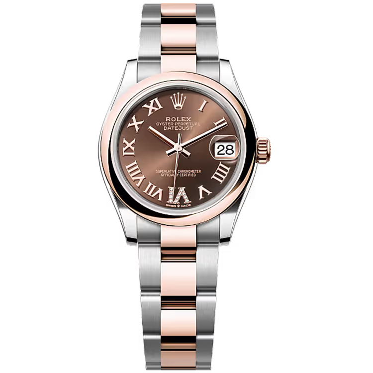 Rolex Datejust 31 Chocolate Roman Diamond Dial Steel & Rose Gold Smooth Bezel Oyster Bracelet 31mm - Image 1