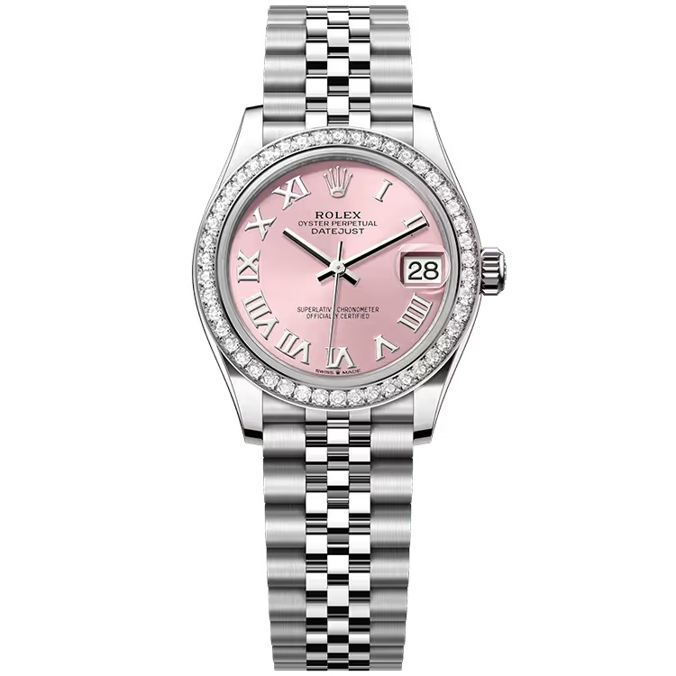 Rolex Datejust 31 Pink Roman Dial Stainless Steel Diamond Bezel Jubilee Bracelet 31mm - Image 1