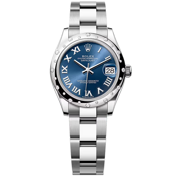 Rolex Datejust 31 Blue Roman Dial Stainless Steel Star Diamond Bezel Oyster Bracelet 31mm