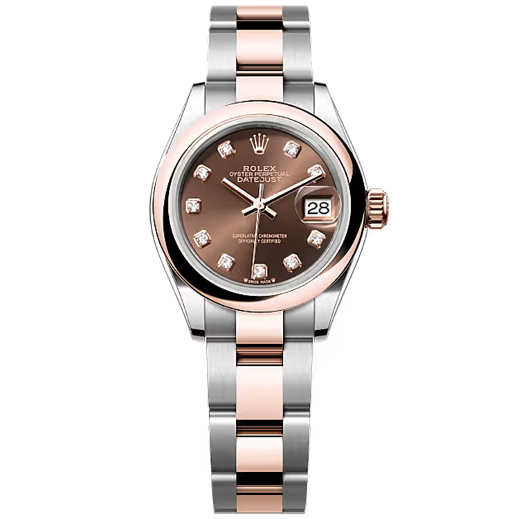 Rolex Datejust 28 Chocolate Diamond Dial Steel & Rose Gold Smooth Bezel Oyster Bracelet 28mm - Image 1