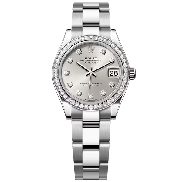 Rolex Datejust 31 Silver Diamond Dial Stainless Steel Diamond Bezel Oyster Bracelet 31mm