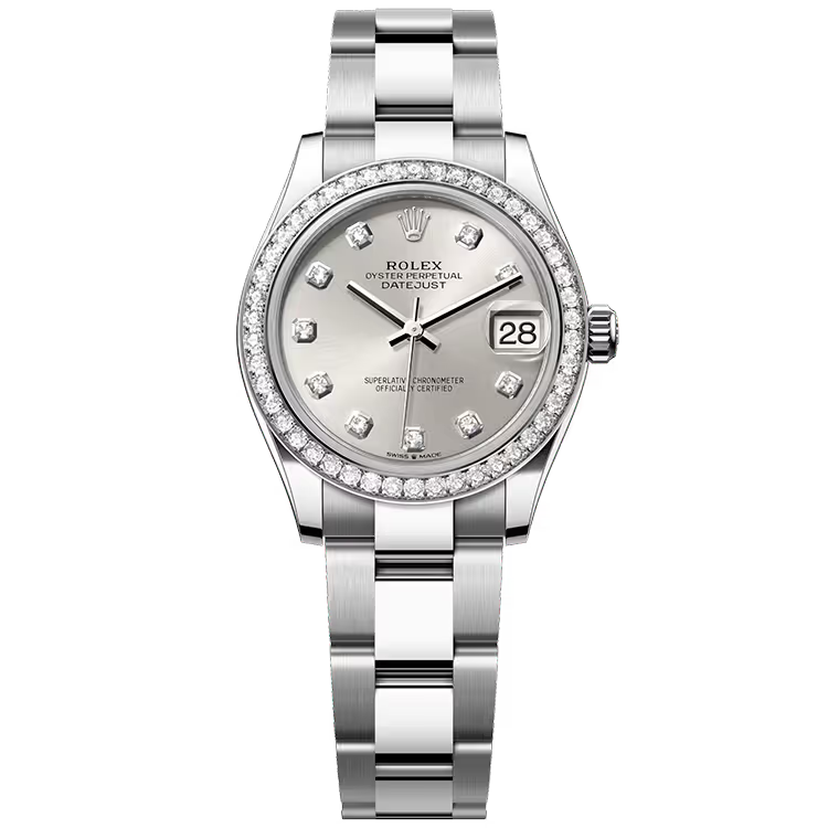 Rolex Datejust 31 Silver Diamond Dial Stainless Steel Diamond Bezel Oyster Bracelet 31mm - Image 1
