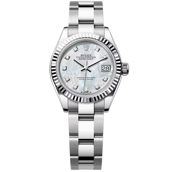Rolex Datejust 28 Mother of Pearl Diamond Dial Stainless Steel Fluted Bezel Oyster Bracelet 28mm