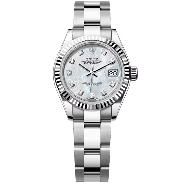 Rolex Datejust 28 Mother of Pearl Diamond Dial Stainless Steel Fluted Bezel Oyster Bracelet 28mm - Image 1