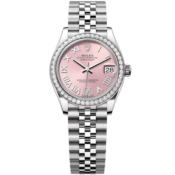Rolex Datejust 31 Pink Roman Diamond Dial Stainless Steel Diamond Bezel Jubilee Bracelet 31mm