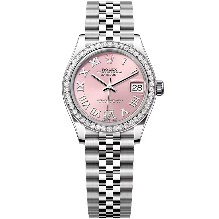 Rolex Datejust 31 Pink Roman Diamond Dial Stainless Steel Diamond Bezel Jubilee Bracelet 31mm - Image 1